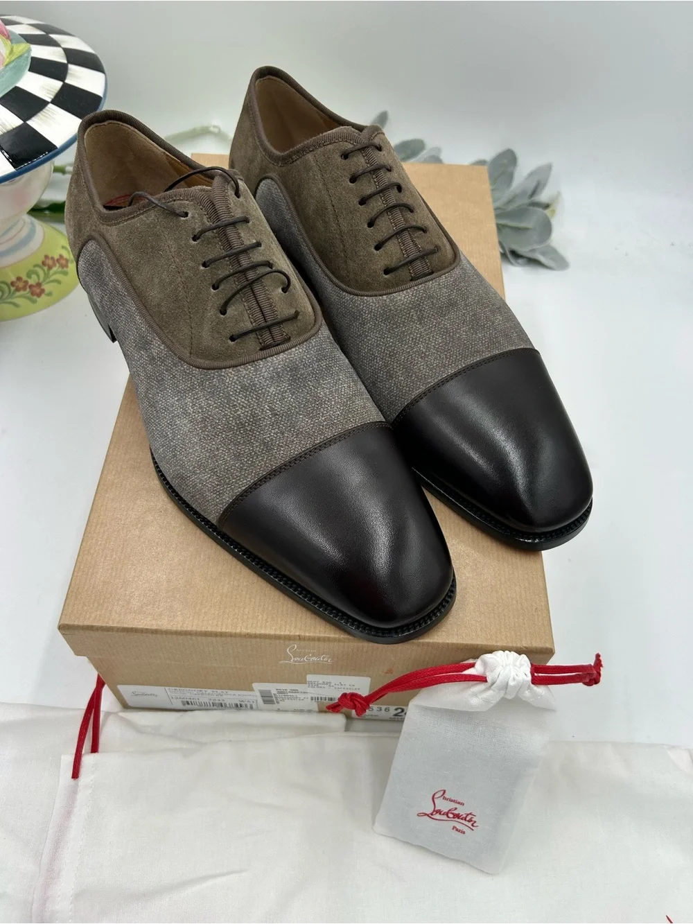 Men's Christian Louboutin Gregory velvet Twill and Leather Oxford's size 43